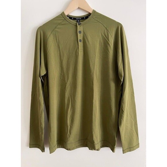 Public Rec Go-To Long Sleeve Henley, Medium, Green - Picture 1 of 6